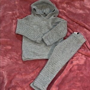 Cozy Green Knit Hoodie and Pants Set